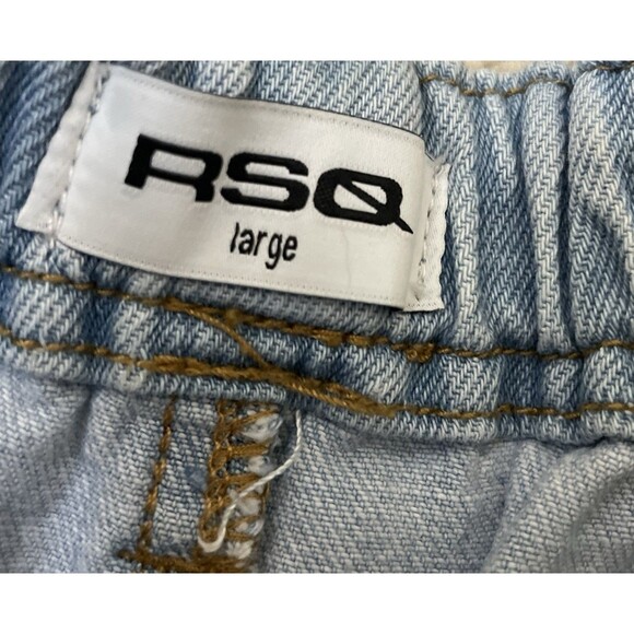RSQ Size Large Wide Leg Jeans Frayed Hem Drawstring Waist Pull On Skater Boho - Picture 3 of 9